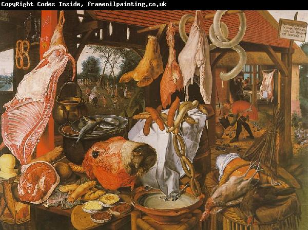 Pieter Aertsen  Butcher's Stall with the Flight into Egypt